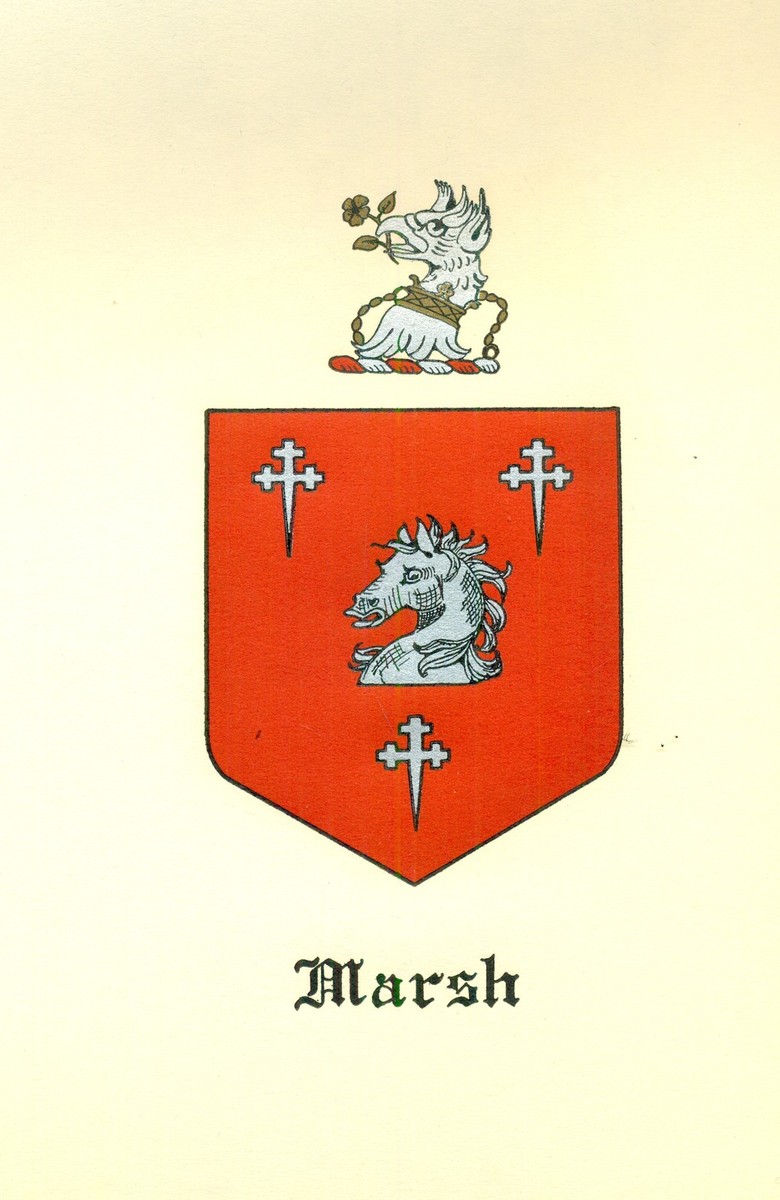 Red Marsh shield with a silver horse head and three crosses